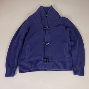 Gap Toggled Cardigan Sweater Men's Large Navy Blue 100% Cotton Shawl‎ Collar EUC